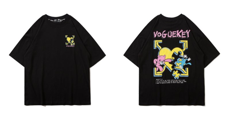 画像4: Unisex spoof bear hip-hop street Short Sleeve T-shirt   男女兼用  ユニセックス ヒップホップコミックベア半袖Tシャツ (4)