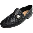 画像2: women's Quilted leather flat slip-on  with chain and pearl pumps shoes   レザー チェーン＆パール付きキルティングフラットスリッポン パンプスシューズ　 (2)