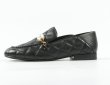 画像7: women's Quilted leather flat slip-on  with chain and pearl pumps shoes   レザー チェーン＆パール付きキルティングフラットスリッポン パンプスシューズ　 (7)