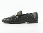 画像7: women's Quilted leather flat slip-on  with chain and pearl pumps shoes   レザー チェーン＆パール付きキルティングフラットスリッポン パンプスシューズ　 (7)