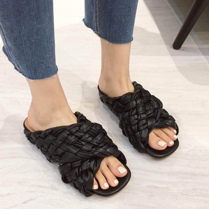 画像10: mesh Woven slippers sandals shoes   メッシュ 編み込みフラット サンダル スリッパ   シューズ　 (10)
