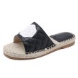 画像1: Women Camellia quilted espadrilles sandals slippers 　カメリア付きキルティングエスパドリーユフラットサンダル 　スリッパ (1)