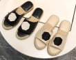 画像2: Women Camellia quilted espadrilles sandals slippers 　カメリア付きキルティングエスパドリーユフラットサンダル 　スリッパ (2)