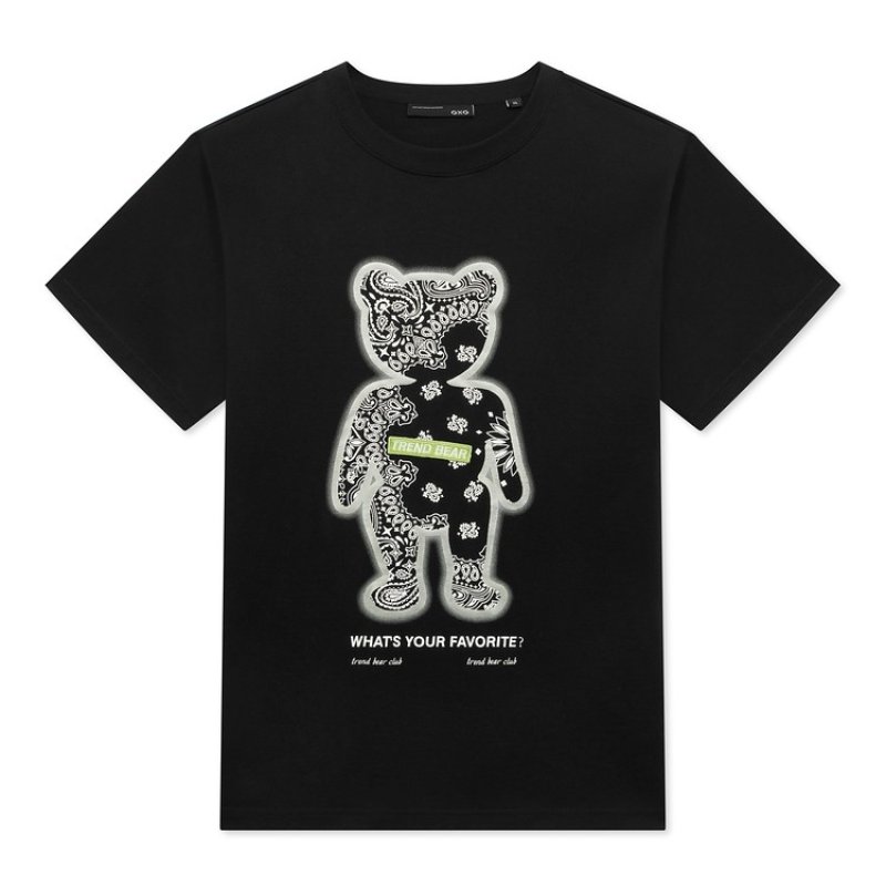 画像4: Unisex Paisley bear print short sleeve T-shirt   ユニセックス 男女兼用 ペイズリー  バンダナ柄  ベア 熊 ブロークンハートプリント半袖Tシャツ (4)