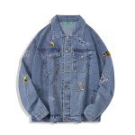 画像1: Unisex  Tom and Jerry & American Comic Embroidered Denim Jacket blouson 　ユニセックス男女兼用トムとジェリー＆アメリカンコミック刺繍デニムジャケット Gジャン  ブルゾン  MA-1 ボンバー   (1)