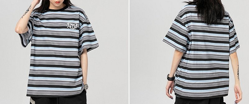 画像4: Unisex half-sleeved striped t-shirt ユニセックス 男女兼用 ストライプ ボーダー半袖Tシャツ (4)