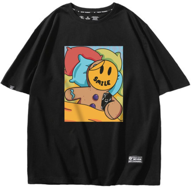 画像2: Unisex smiling gingerbread print short sleeve T-shirt   ユニセックス 男女兼用スマイルジンジャーブレッドマンプリント半袖Tシャツ (2)
