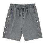 画像1: suede-breasted loose street casual shorts five-point pants   ユニセックス男女兼用スエードサイドスナップ5分丈パンツ ショート パンツ (1)