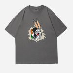 画像2: Unisex Bugs Bunny ＆Carrot print short sleeve T-shirt   ユニセックス 男女兼用バッグスバニー &キャロットプリント半袖Tシャツ (2)