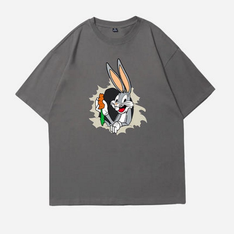 画像2: Unisex Bugs Bunny ＆Carrot print short sleeve T-shirt   ユニセックス 男女兼用バッグスバニー &キャロットプリント半袖Tシャツ (2)
