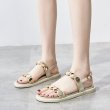 画像5: trifle thick bottom all-match open toe flat roman  sandals Slippers shoes  フラット メタルポイント  バックルサンダル スリッパ  (5)