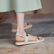 画像3: trifle thick bottom all-match open toe flat roman  sandals Slippers shoes  フラット メタルポイント  バックルサンダル スリッパ  (3)