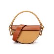 画像2:  woman’s paragraph semi-circle bag diagonal contrast color matching color single shoulder diagonal handbag saddle bag　本革レザー半円型コントラストカラーマッチングシングルショルダー斜めハンドバッグサドルバッグトートショルダー斜め掛けバック　 (2)