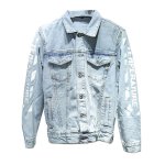 画像2: Unisex  White paint denim jacket G Jean blouson 　ユニセックス男女兼用 ホワイトペイント Gジャン ジャケット ブルゾン  MA-1 ボンバー   (2)
