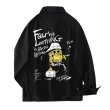 画像2: Unisex Sponge Bob denim jacket G Jean blouson 　ユニセックス男女兼用 スポンジボブデニム Gジャン ジャケット ブルゾン  MA-1 ボンバー   (2)