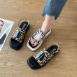 画像5: Flat zebra leopard print word buckle sandals slippers shoes   フラットゼブラ レオパードサンダル  スリッパ シューズ　 (5)