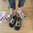 画像4: Flat zebra leopard print word buckle sandals slippers shoes   フラットゼブラ レオパードサンダル  スリッパ シューズ　 (4)