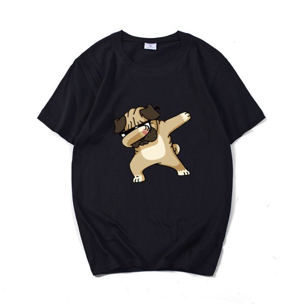 画像1: Unisex Dancing Bulldog short-sleeved T-shirt　 ユニセックス 男女兼用ダンシングブルドックプリント 半袖 Tシャツ (1)