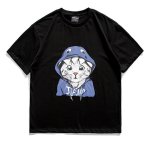 画像2: Unisex creative cat cartoon print short-sleeved T-shirt　 ユニセックス 男女兼用クリエイティブキャット 猫プリント 半袖 Tシャツ (2)