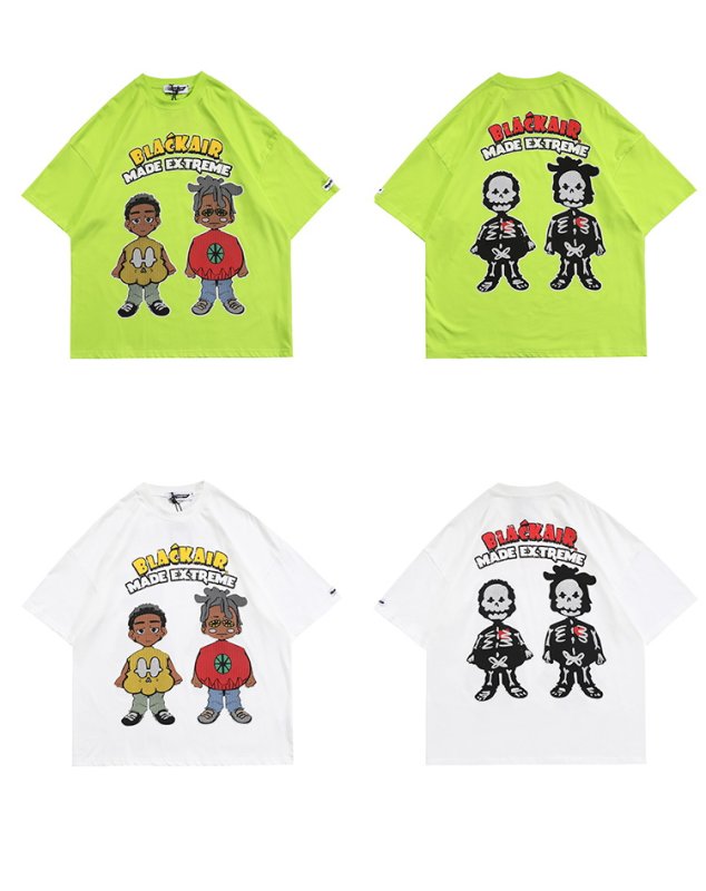 画像11:  Unisex Retro cartoon doll T-shirt short-sleeved T-shirt　 ユニセックス 男女兼用コミックプリント 半袖 Tシャツ (11)