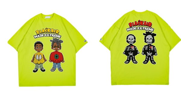 画像1:  Unisex Retro cartoon doll T-shirt short-sleeved T-shirt　 ユニセックス 男女兼用コミックプリント 半袖 Tシャツ (1)