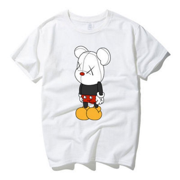 画像2: Unisex  Unisex Mickey x kaws T-shirt short-sleeved T-shirt　 ユニセックス 男女兼用ミッキー×カウズ プリント 半袖 Tシャツ (2)