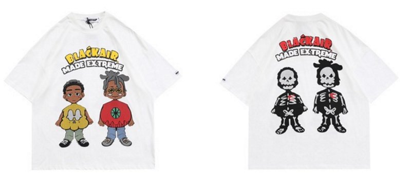 画像2:  Unisex Retro cartoon doll T-shirt short-sleeved T-shirt　 ユニセックス 男女兼用コミックプリント 半袖 Tシャツ (2)