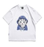画像1: Unisex creative cat cartoon print short-sleeved T-shirt　 ユニセックス 男女兼用クリエイティブキャット 猫プリント 半袖 Tシャツ (1)