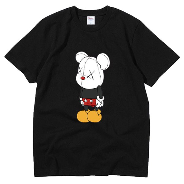 画像1: Unisex  Unisex Mickey x kaws T-shirt short-sleeved T-shirt　 ユニセックス 男女兼用ミッキー×カウズ プリント 半袖 Tシャツ (1)