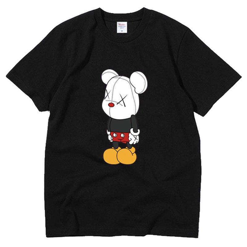 画像1: Unisex  Unisex Mickey x kaws T-shirt short-sleeved T-shirt ユニセックス 男女兼用ミッキー×カウズ プリント 半袖 Tシャツ (1)