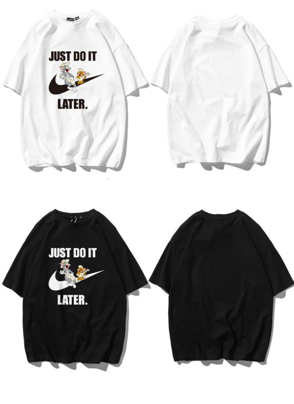 画像8: Unisex Tom and Jerry JUST DO IT LATER logo Print T-shirt ユニセックス 男女兼用 ペア トムとジェリー トム&ジェリープリント  ウクレレデザイン 半袖 Tシャツ (8)
