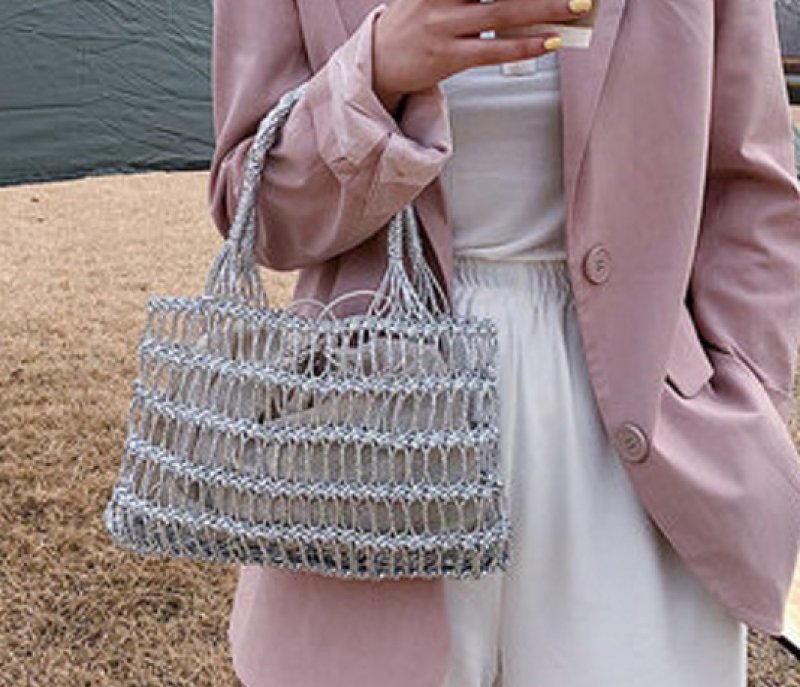 画像6:  rope woven bag tote bag  ロープ編みトートバック エコバック (6)