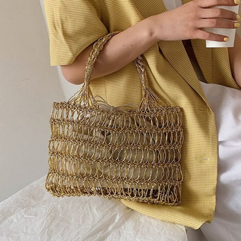 画像5:  rope woven bag tote bag  ロープ編みトートバック エコバック (5)