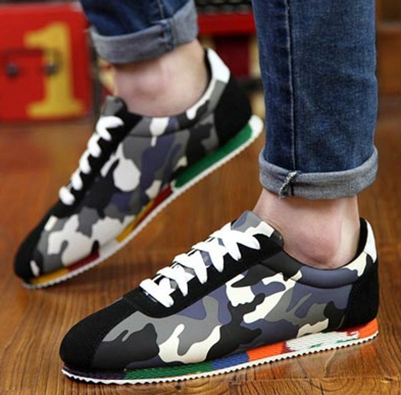 画像5: Men's men's camouflage lace up sneakers casual shoes カモフラージュ 迷彩レースアップスニーカー カジュアル シューズ (5)