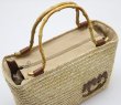 画像4: bamboo handle woven straw bag  tote bag   バンブーハンドル籠 かごトートバック エコバック (4)