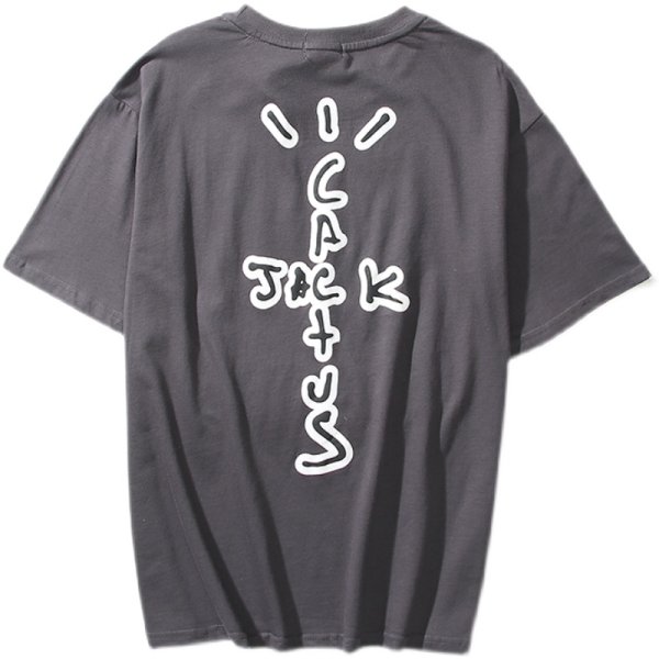 Travis Scott TS flying printing Short SleeT Shirt カクタス サボテンロゴプリント Tシャツ