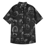 画像2:  Unisex retro printed  trendshirt　ユニセックス 男女兼用 レトロメンズフェイスプリント 半袖 シャツ (2)