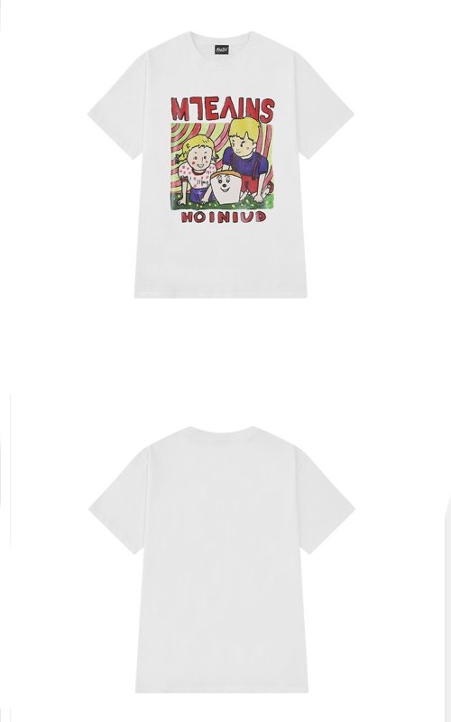 画像3:  Unisex Little Nili oversize punk rock pattern T-shirt ユニセックス 男女兼用 ボーイ&ガールプリント 半袖 Tシャツ (3)