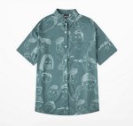 画像8:  Unisex retro printed  trendshirt　ユニセックス 男女兼用 レトロメンズフェイスプリント 半袖 シャツ (8)