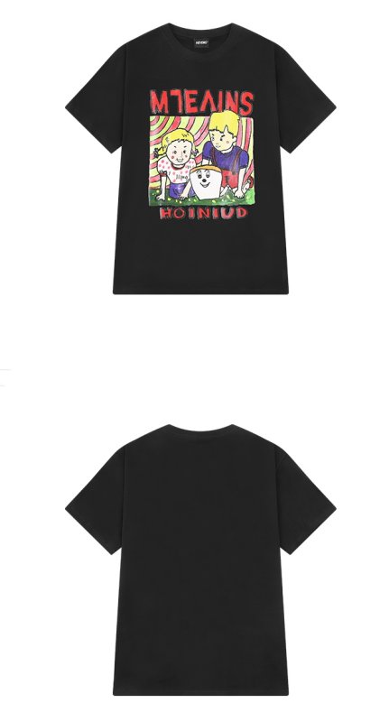 画像4:  Unisex Little Nili oversize punk rock pattern T-shirt ユニセックス 男女兼用 ボーイ&ガールプリント 半袖 Tシャツ (4)