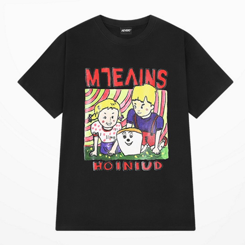 画像2:  Unisex Little Nili oversize punk rock pattern T-shirt ユニセックス 男女兼用 ボーイ&ガールプリント 半袖 Tシャツ (2)