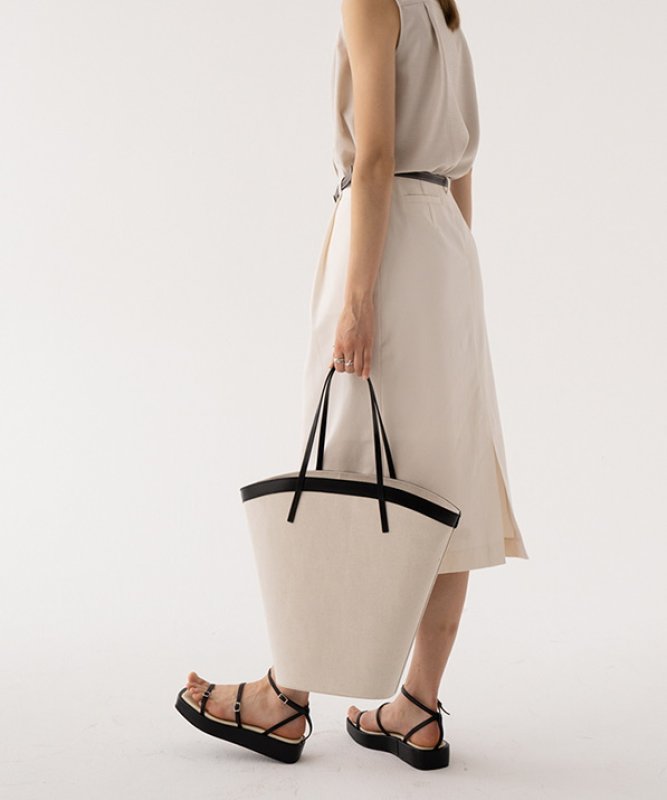 画像5: blocking canvas large-capacity one-shoulder handbag Shoulder tote bag   ブロッキングキャンバス ラージサイズ ショルダー トートバック エコバック (5)