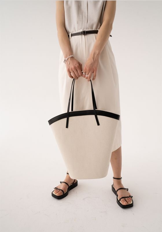 画像3: blocking canvas large-capacity one-shoulder handbag Shoulder tote bag   ブロッキングキャンバス ラージサイズ ショルダー トートバック エコバック (3)