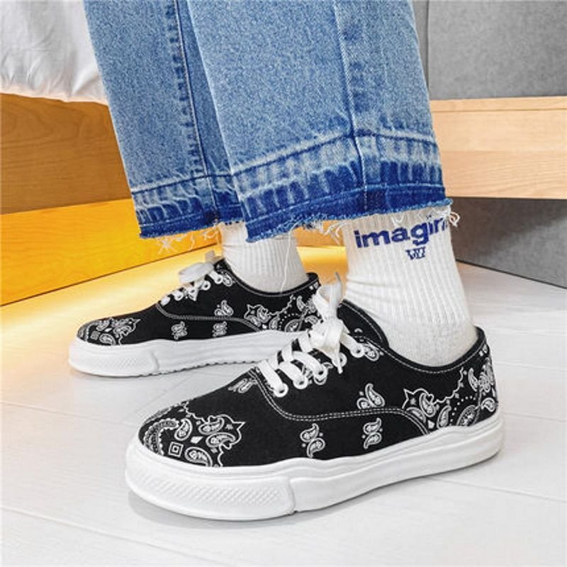 画像5: Men's Lace-up canvas sneakers casual shoes   ペイズリー バンダナ柄 &ゼブラ&ダルメシアンレースアップスニーカー カジュアル シューズ (5)