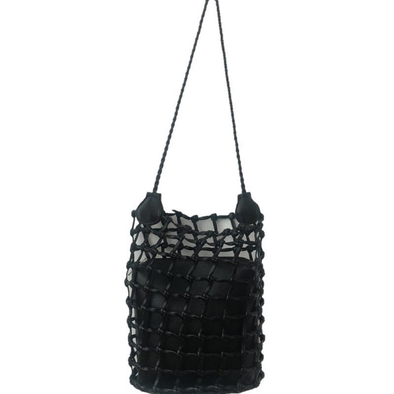 画像1: new woven Cast net hollow shoulder bag tote bag  レザー網バック ショルダー トートエコバック (1)