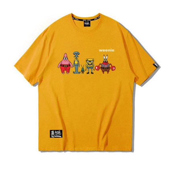 画像1:  Unisex  WEENIE SpongeBob Print Short Sleeve T-shirt　ユニセックス 男女兼用 スポンジボブ ＆パトリック半袖 Tシャツ (1)