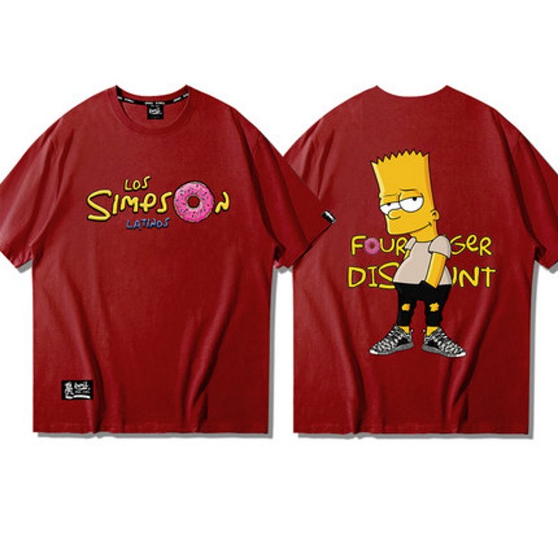画像2:  Unisex Donut x Simpson Print Short Sleeve T-shirt　ユニセックス 男女兼用 シンプソン×ドーナツ半袖 Tシャツ (2)