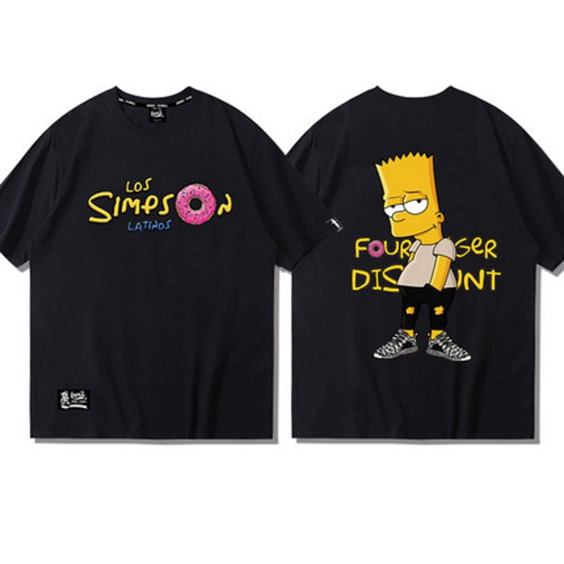 画像4:  Unisex Donut x Simpson Print Short Sleeve T-shirt　ユニセックス 男女兼用 シンプソン×ドーナツ半袖 Tシャツ (4)