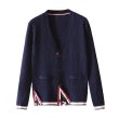 画像3: Women 3 color strip Knitted Cardigan sweater jacketラウンドネック Vネック ストライプ付 カーディガン ジャケット (3)