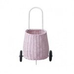 画像3:  Hand-woven basket  shooting cart　北欧スタイルラタン籠 かご ショッピングカート (3)